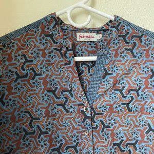 Holiday glitter: Gold-embellished cotton print tunic